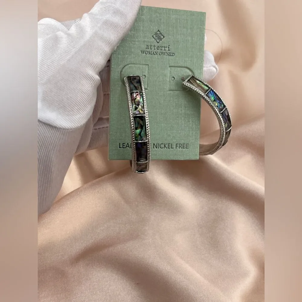 Genuine Abalone Shell Hoop Earrings – Lead & Nickel Free - Picture 3 of 5